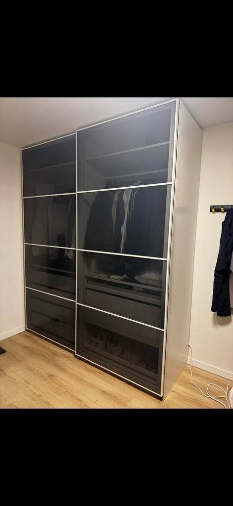 IKEA PAX schuifdeuren half transparant grijs, Ophalen, 200 cm of meer, Zo goed als nieuw, 200 cm of meer