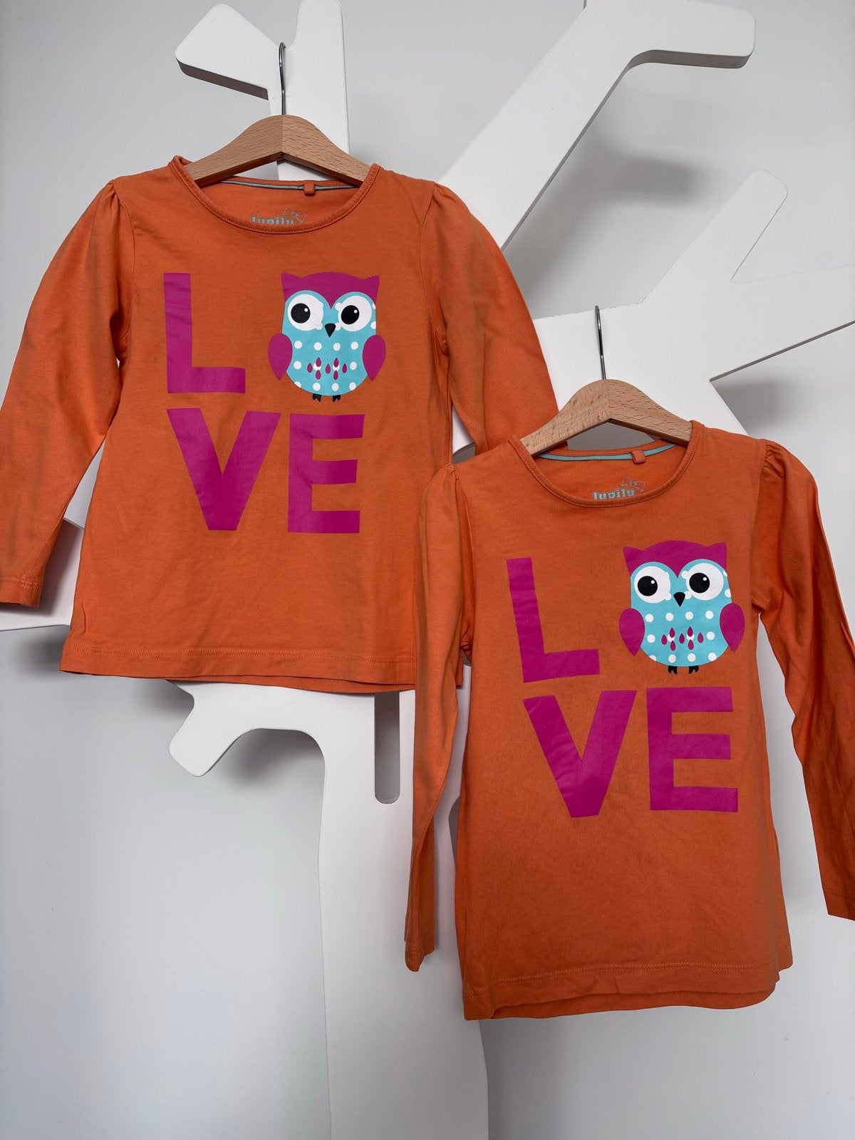 2x Lupilu Longsleeve met uil - Maat 98/104, Ophalen of Verzenden, Zo goed als nieuw, Meisje, Shirt of Longsleeve
