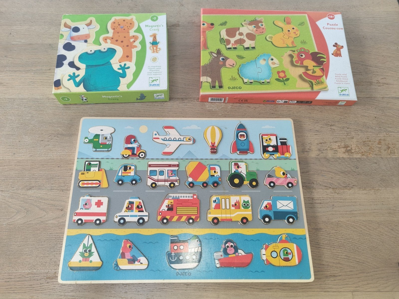 Djeco puzzels, Ophalen, Gebruikt, 10 tot 50 stukjes, Van hout