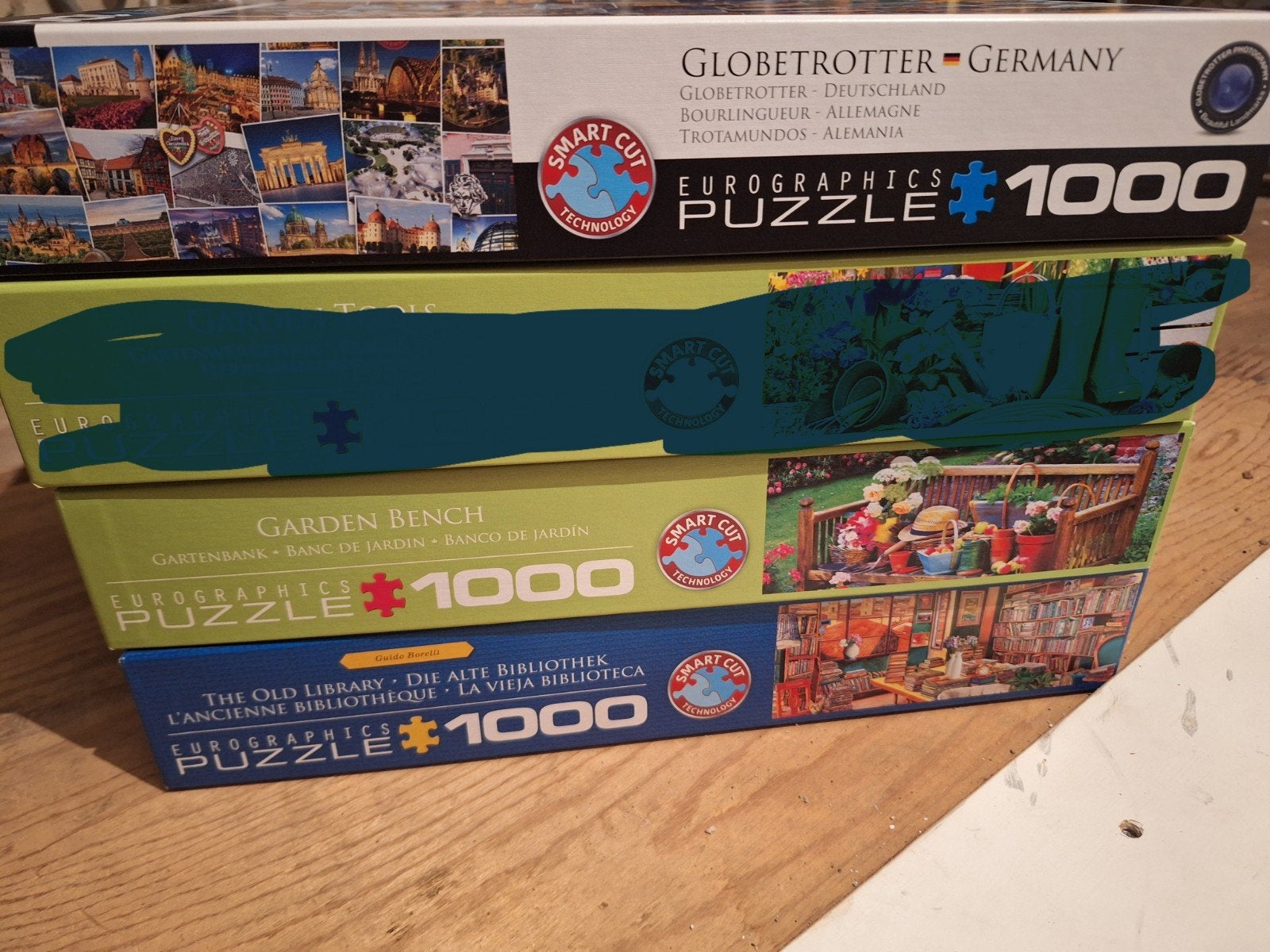 3 Eurographics puzzels 1000stukjes zgan, Ophalen, 500 t/m 1500 stukjes, Zo goed als nieuw