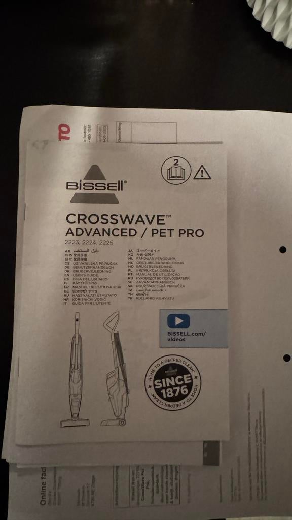 Bissell Crosswave Advanced / Pet Pro - Zo goed als nieuw, Witgoed en Apparatuur, Stofzuigers, Ophalen, Zo goed als nieuw, Reservoir
