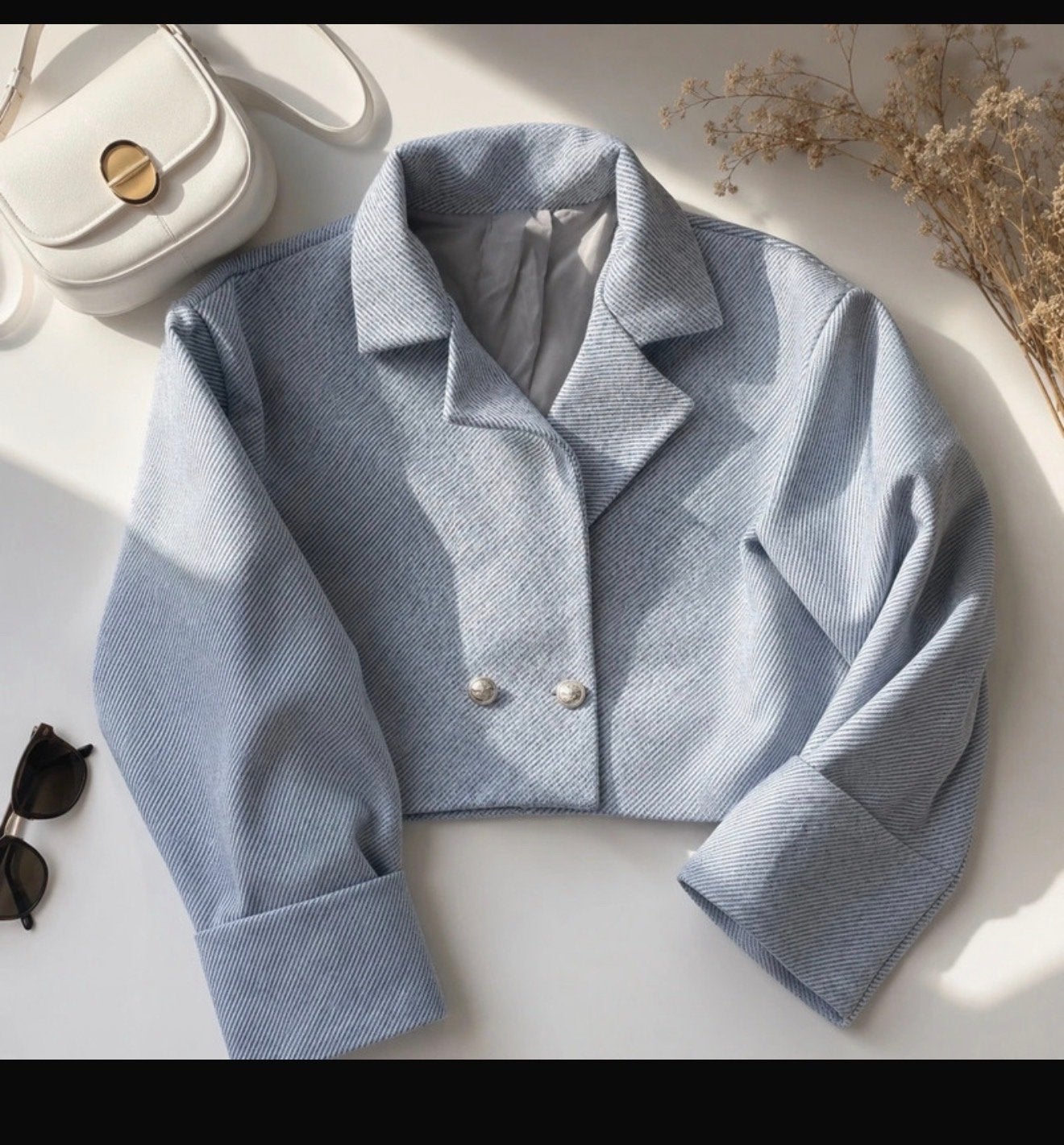 Stijlvol cropped jasje, Kleding | Dames, Jassen | Zomer, Ophalen of Verzenden, Zo goed als nieuw, Maat 38/40 (M), Blauw