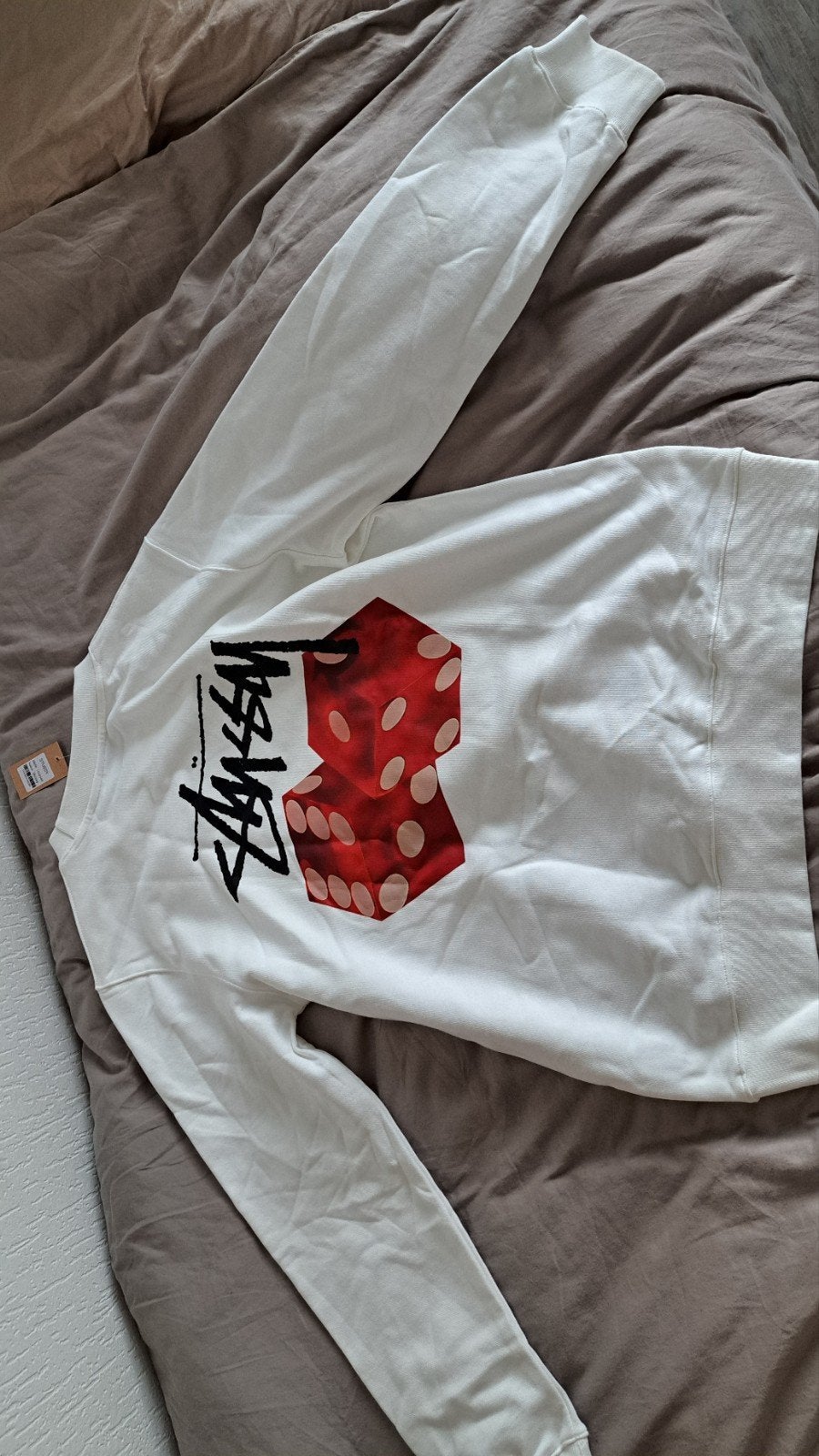 Splinternieuwe witte stussy crewneck, maat L, Kleding | Heren, Maat 52/54 (L), Wit, Stussy, Nieuw