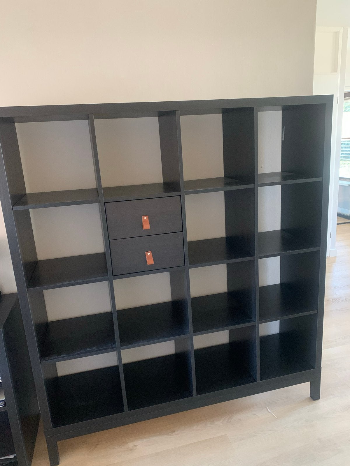 KALLAX Vakkenkast met lades - Zwartbruin/Zwart, Ophalen, Gebruikt, 100 tot 150 cm, 25 tot 50 cm