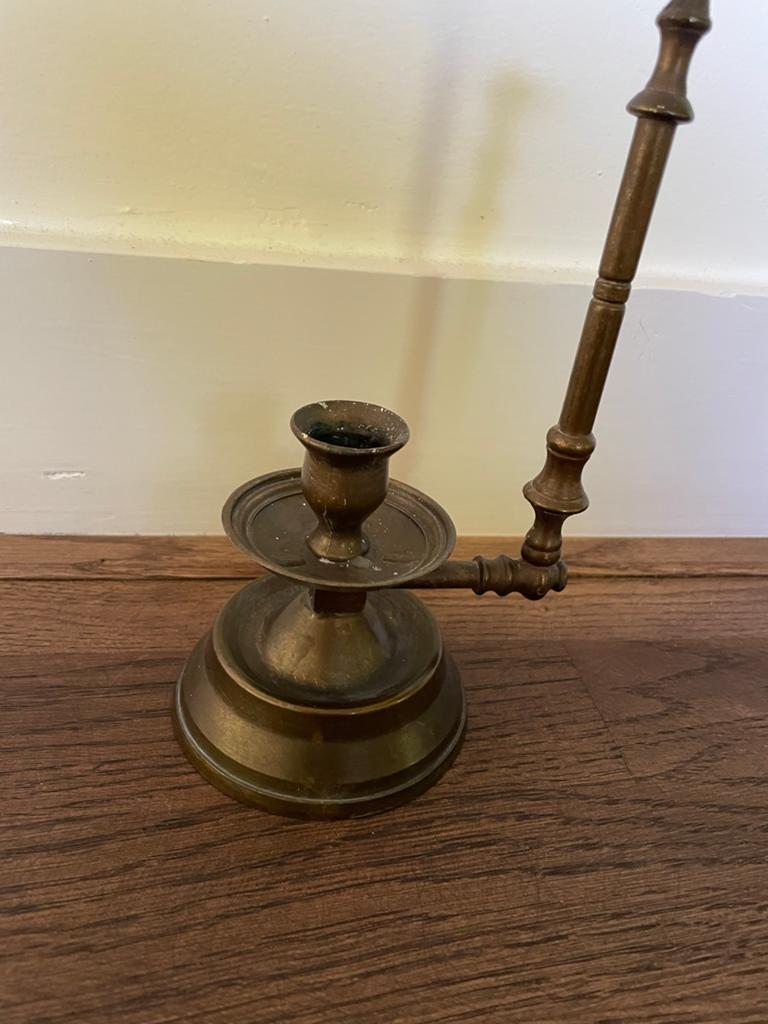 Antieke Koperen Kandelaar met Verstelbare Arm, Ophalen of Verzenden, Koper of Brons