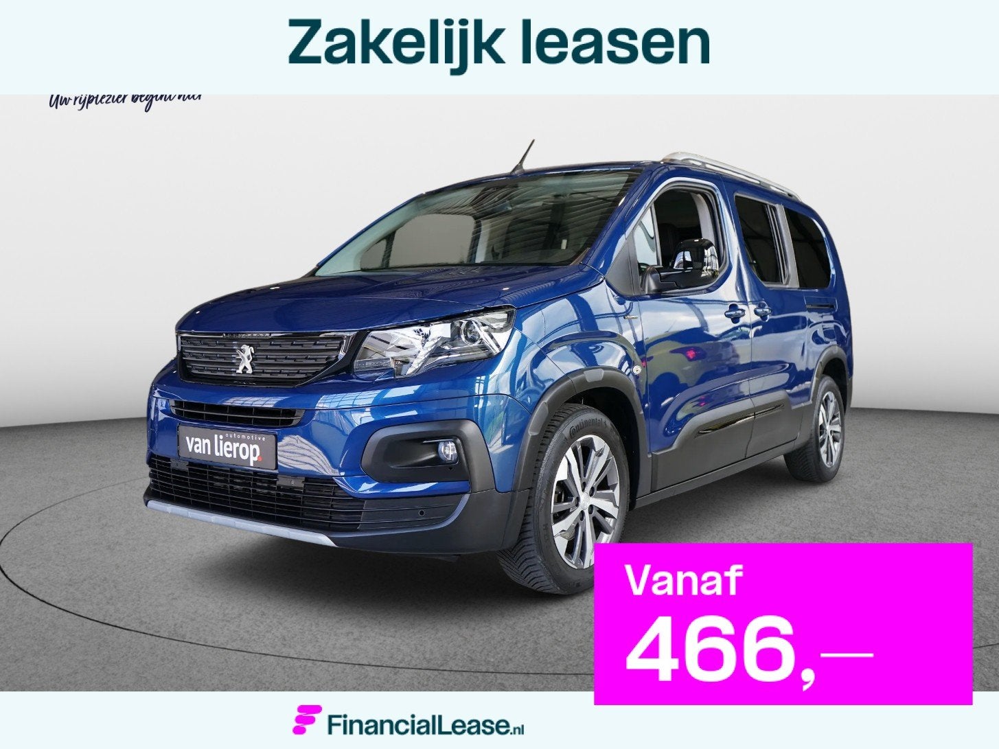 Peugeot Rifter Long 1.2 Puretech Long GT-Line DEALER ONDERHO, Stof, Zwart, 1199 cc, Blauw