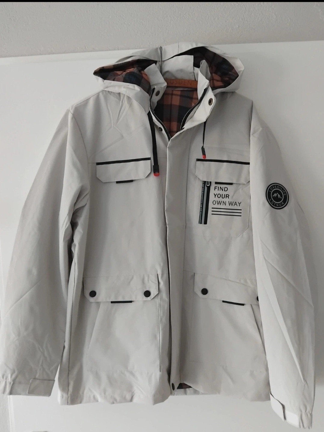 Casual jas met ruitjesvoering - Maat L, Maat 52/54 (L), Nieuw, Ophalen of Verzenden, Grijs