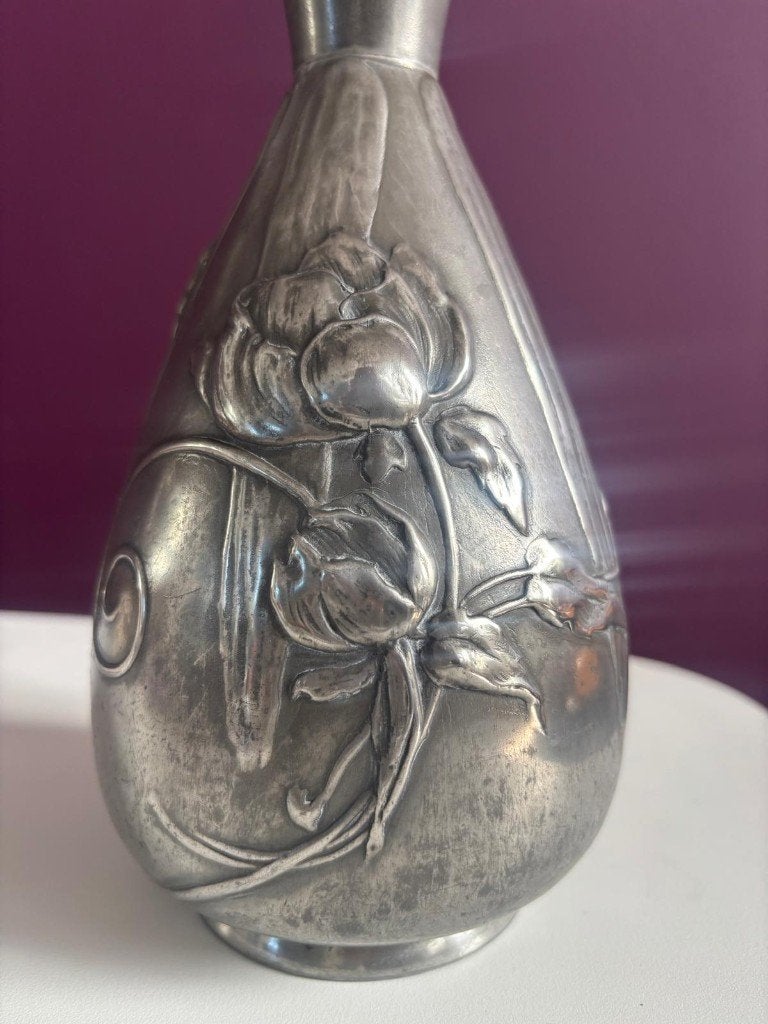 Kayserzinn Jugendstil vaas ca. 1895/1905 – Art Nouveau, Antiek en Kunst, Antiek | Vazen, Ophalen of Verzenden
