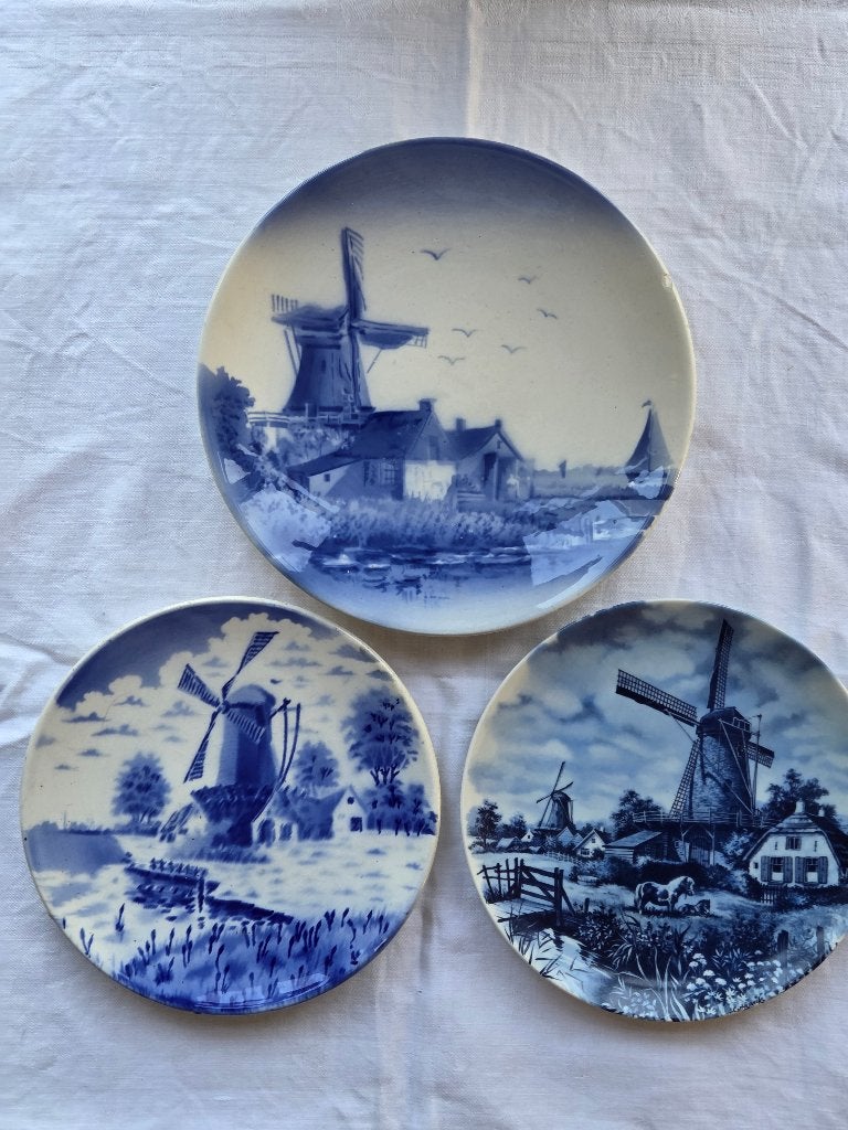 Saxony en Ter Steege: delftsblauwe wandborden molen-motief, Ophalen of Verzenden