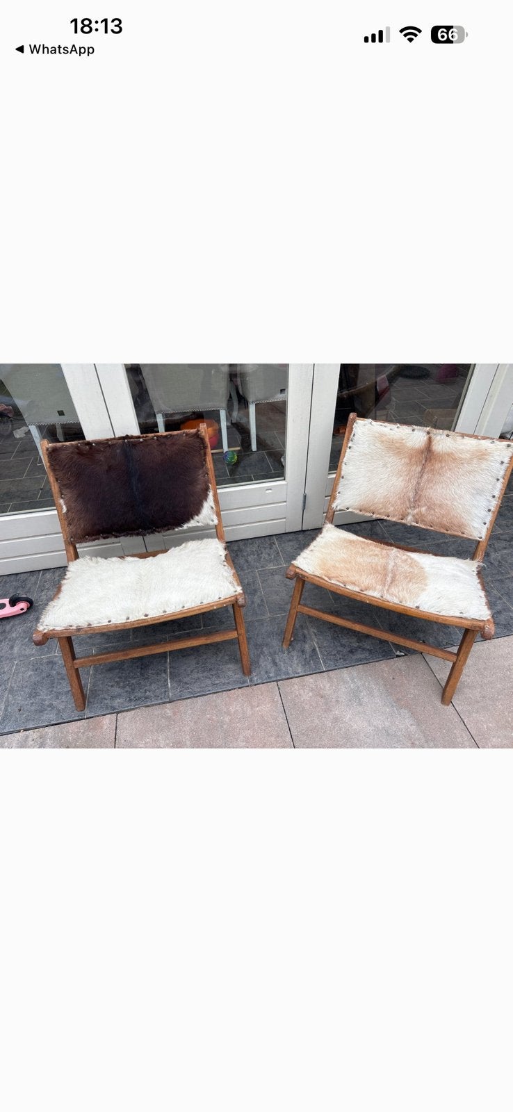 Koeien leren stoelen, Ophalen, Zo goed als nieuw, Hout