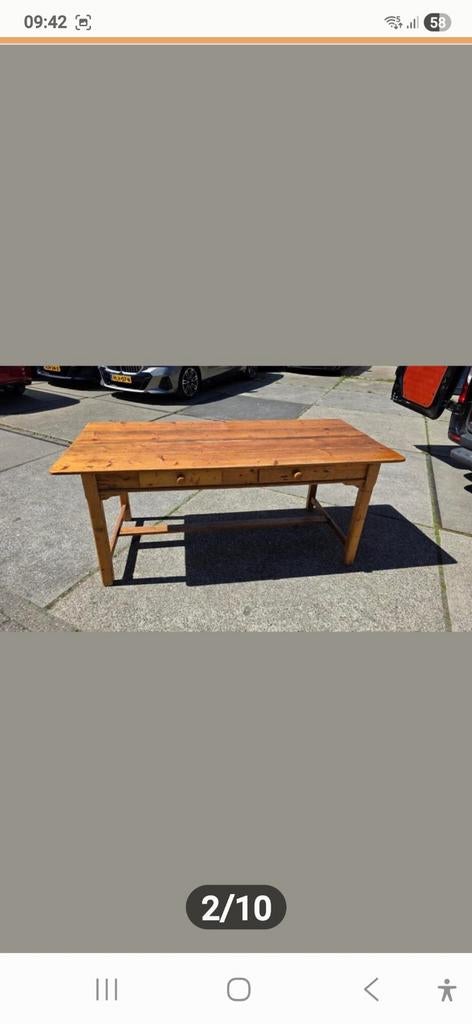 Antieke Franse boeren eettafel, Ophalen, Gebruikt, Grenenhout, 25 tot 50 cm
