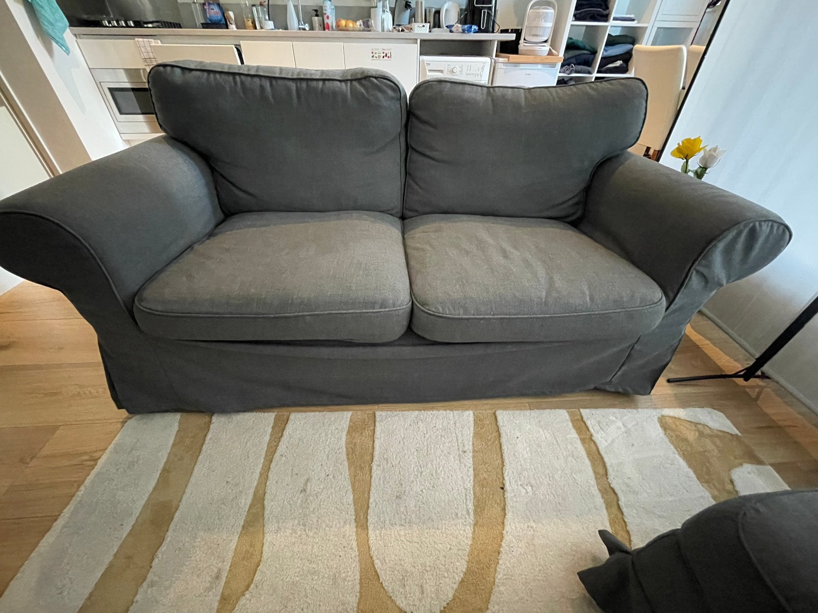 Ektorp Ikea bank (wasbare hoes), Huis en Inrichting, Ophalen, Tweepersoons, 75 tot 100 cm, Zo goed als nieuw