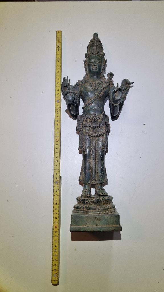 Vishnu bronzen beeld ~50cm, Ophalen of Verzenden, Brons, Beeld, 50 - 100 cm