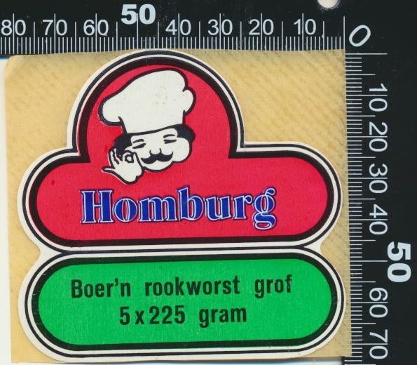 Sticker: Homburg - Born Rookworst Grof, Verzamelen, Ophalen of Verzenden, Zo goed als nieuw, Bedrijf of Vereniging