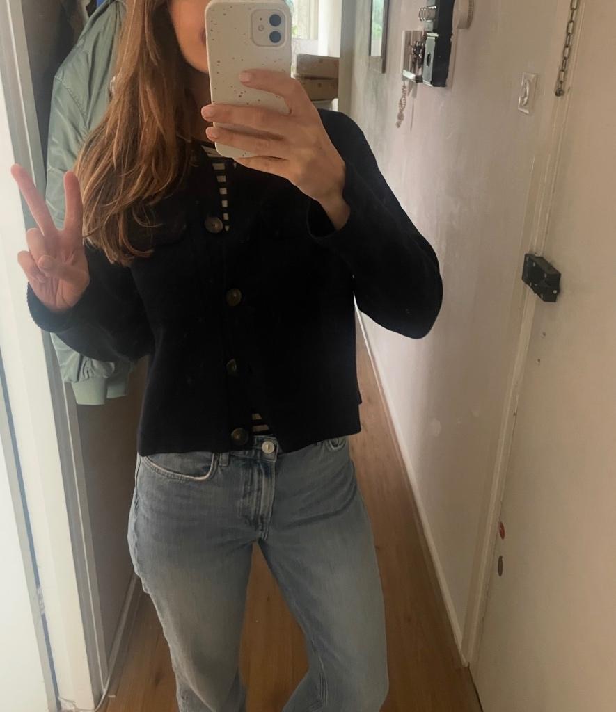 Sezane blauw vestje Betty maat M, Kleding | Dames, Maat 38/40 (M), Blauw, Zo goed als nieuw, Sézane