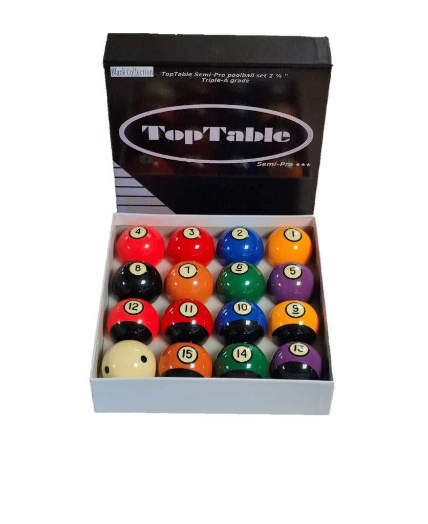 Poolballen TopTable Super A-Grade BLK 57,2mm, Sport en Fitness, Biljarten en Poolen, Nieuw, Keu of Ballen, Ophalen of Verzenden