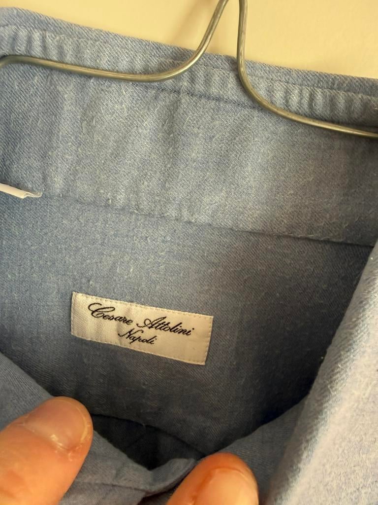 Cesare Attolini per Oger. Wintershirt. Mt 40. Blauw, Kleding | Heren, Verzenden, Zo goed als nieuw, Blauw, Halswijdte 39/40 (M)