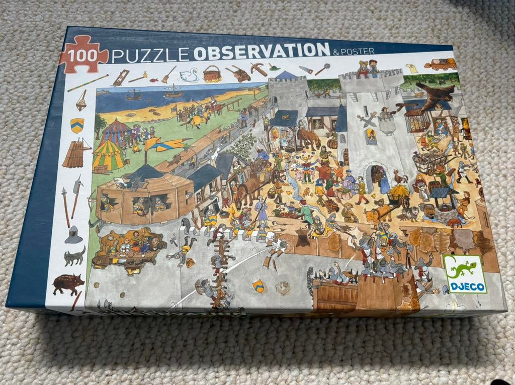 Djeco puzzel kasteel 100 stukjes, Ophalen of Verzenden, Meer dan 50 stukjes, Zo goed als nieuw, 6 jaar of ouder