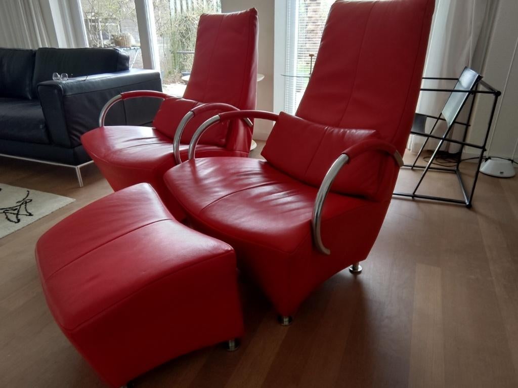 Dutch Design meubels van Sitting Vision en Leolux, Huis en Inrichting, Fauteuils, Zo goed als nieuw, Hout, Leer, Metaal, 75 tot 100 cm