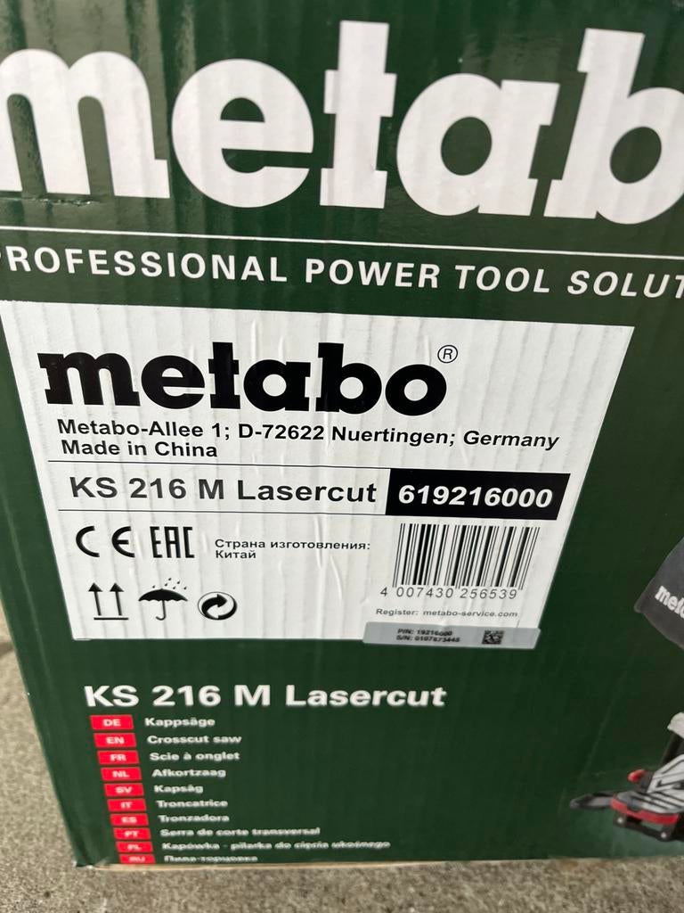 Metabo afkortzaag KS 216 m lasercut, Ophalen, 50 tot 150 cm, Zo goed als nieuw, 10 m² of meer