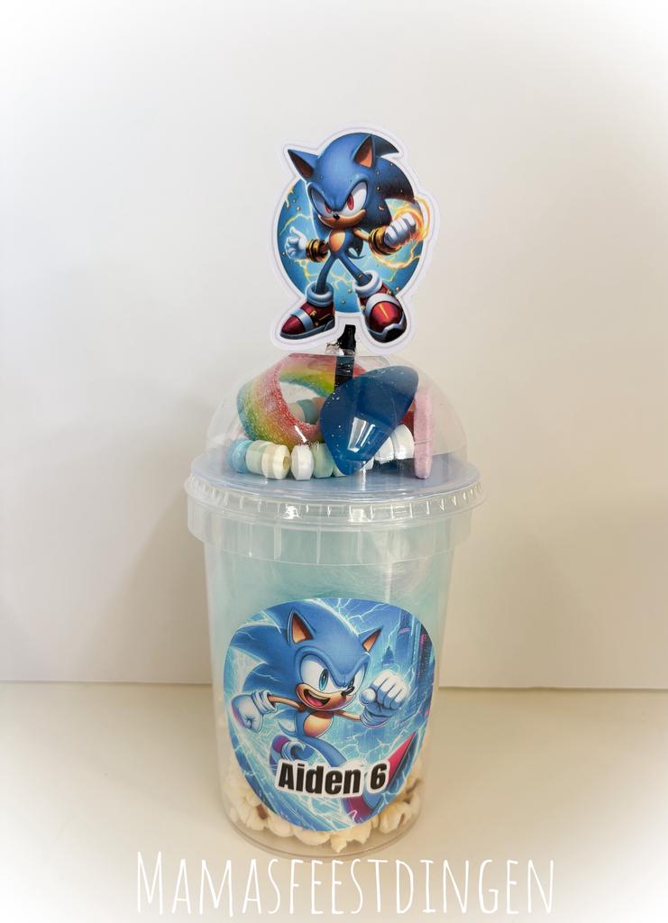 Traktatie e suikerspin/popcorn/snoep SONIC, Ophalen of Verzenden, Nieuw, Feestartikel, Verjaardag