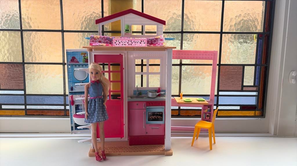 Inklapbaar Barbie Droomhuis met Accessoires, Ophalen of Verzenden, Gebruikt, Poppenhuis