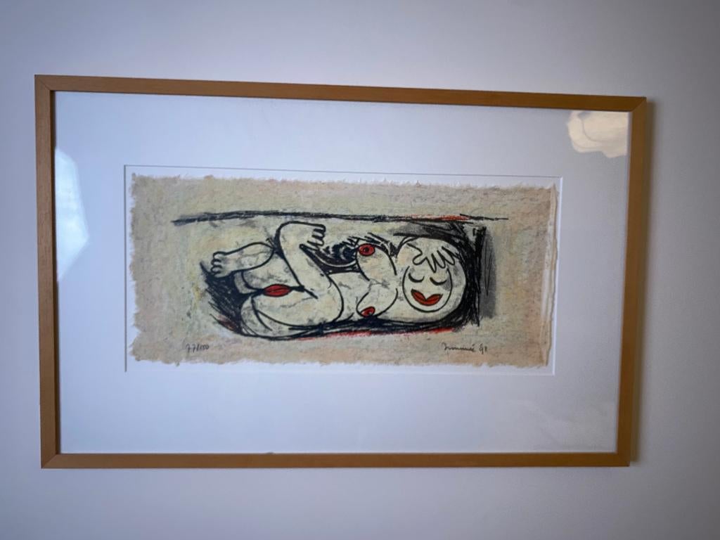Clazien Immink – "Liggend Naakt" – Handgesigneerd, Ophalen of Verzenden