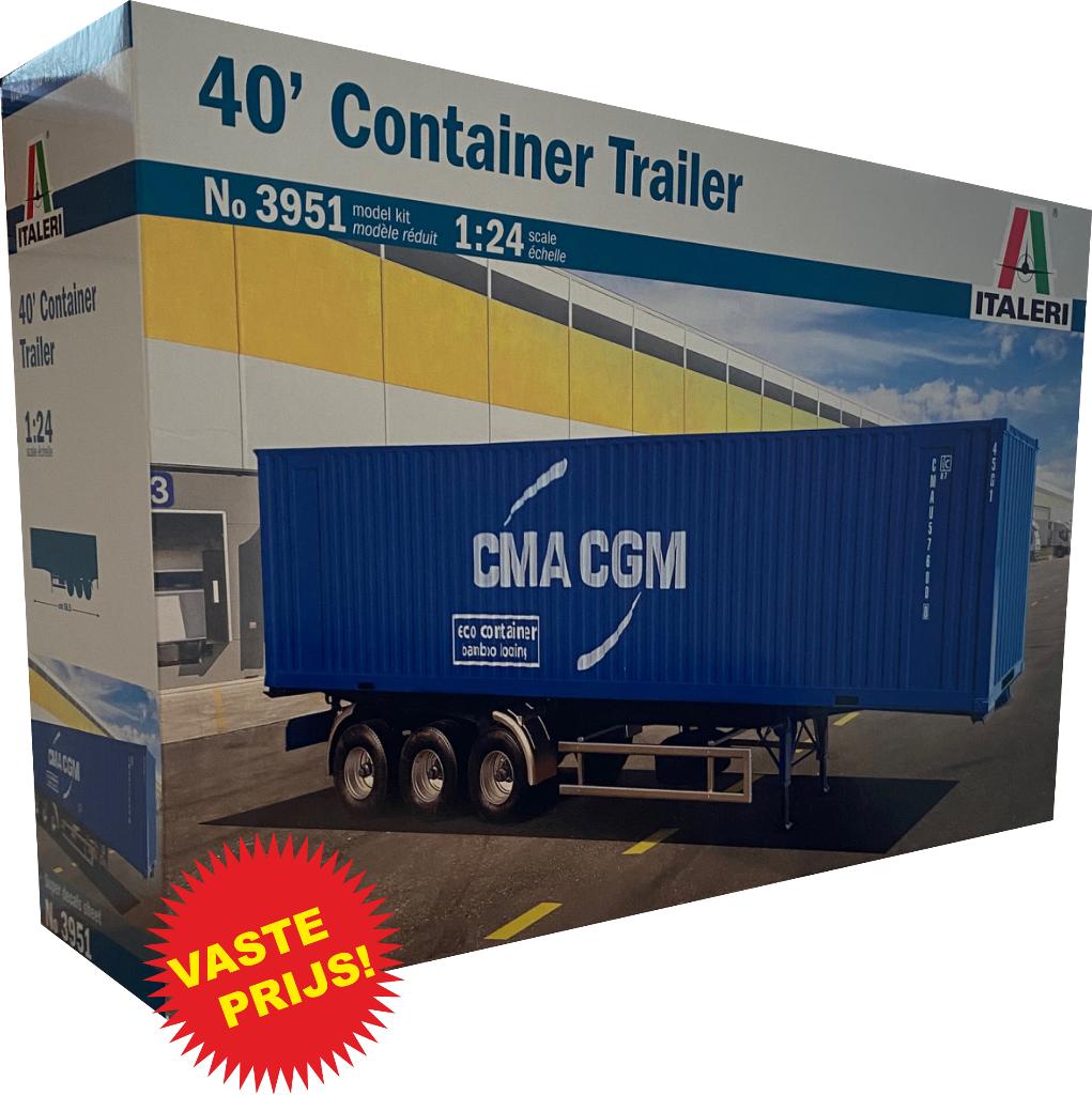 40' Container Trailer (Italeri 3951) 1/24, Italeri, Groter dan 1:32, Nieuw, Ophalen of Verzenden