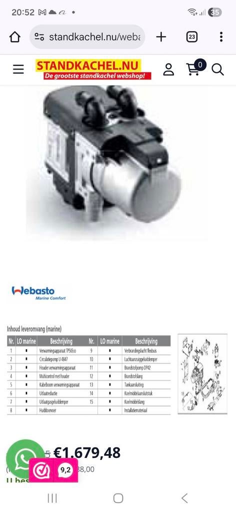 Webasto Thermo Top 5kW Standkachel + Installatieset, Auto-onderdelen, Airco en Verwarming, Ophalen of Verzenden, Nieuw, Universele onderdelen