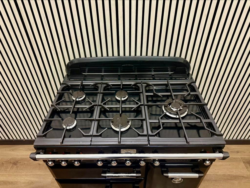 Luxe Falcon Classic de Luxe 5 pits + 3 ovens zwart 90 cm, Fornello Esperta, Ophalen of Verzenden, Zo goed als nieuw, Energieklasse A of zuiniger
