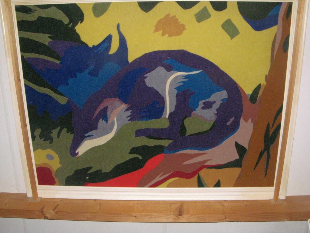 Schilderij Vos van ingelegd tapijt, Ophalen, Nieuw, 125 cm of meer, Schilderij
