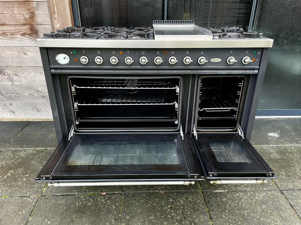 Luxe Boretti 120cm fornuis! Antraciet! Zeer netjes! 2 ovens, Ophalen of Verzenden, Zo goed als nieuw, Gas, Vrijstaand
