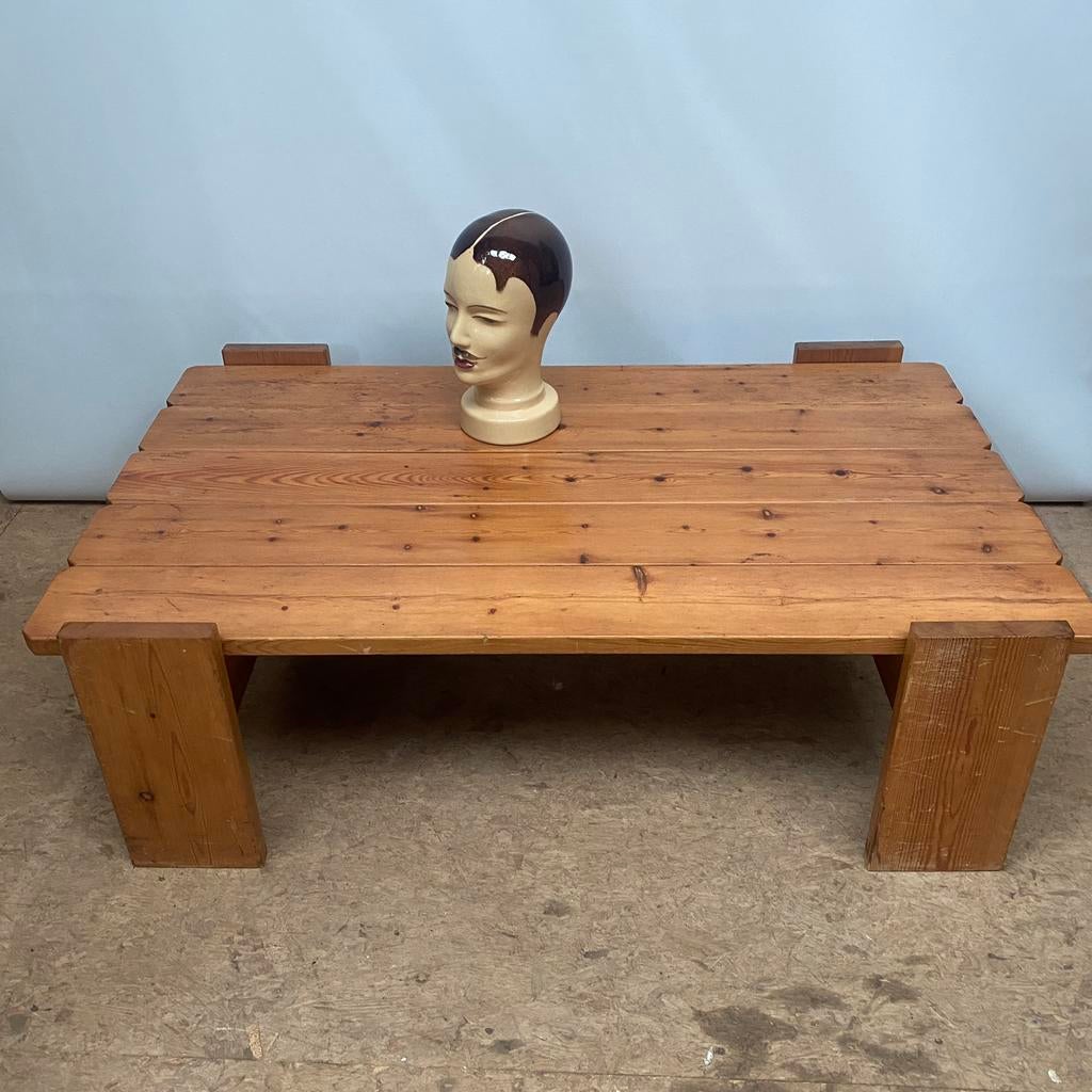 Vintage Brutalist Salontafel Jaren 70 tafel pinewood SALE 💥, Ophalen
