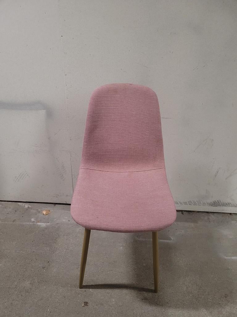 Roze stoel met gouden poten, Huis en Inrichting, Stoelen, Ophalen, Gebruikt, Stof, Rood