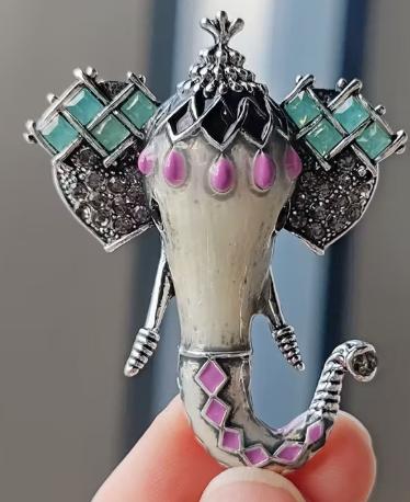 metalen olifant broche met strass, Verzenden, Nieuw, Zilver, Zilver