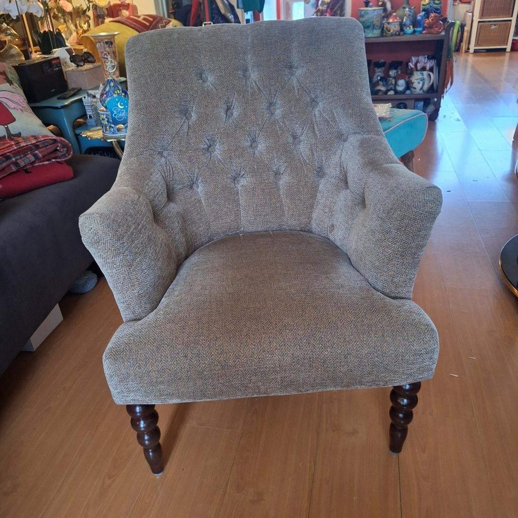 Parker Knoll Clubchair - Tweed Bekleding, Huis en Inrichting, Fauteuils, Gebruikt, Hout, Stof, 75 tot 100 cm, 75 tot 100 cm, Ophalen of Verzenden