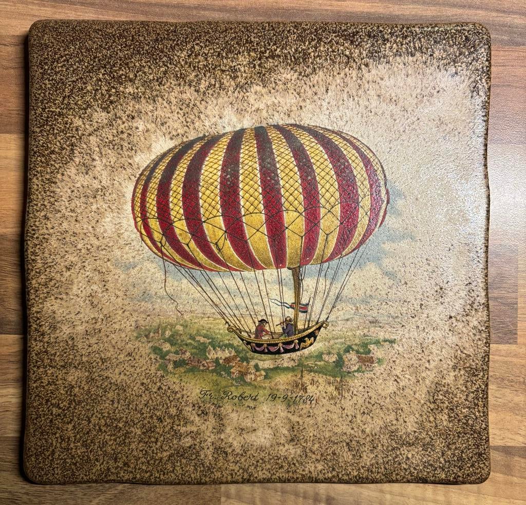 Vintage Tegeltje FR Robert Luchtballon 20x20, Ophalen of Verzenden