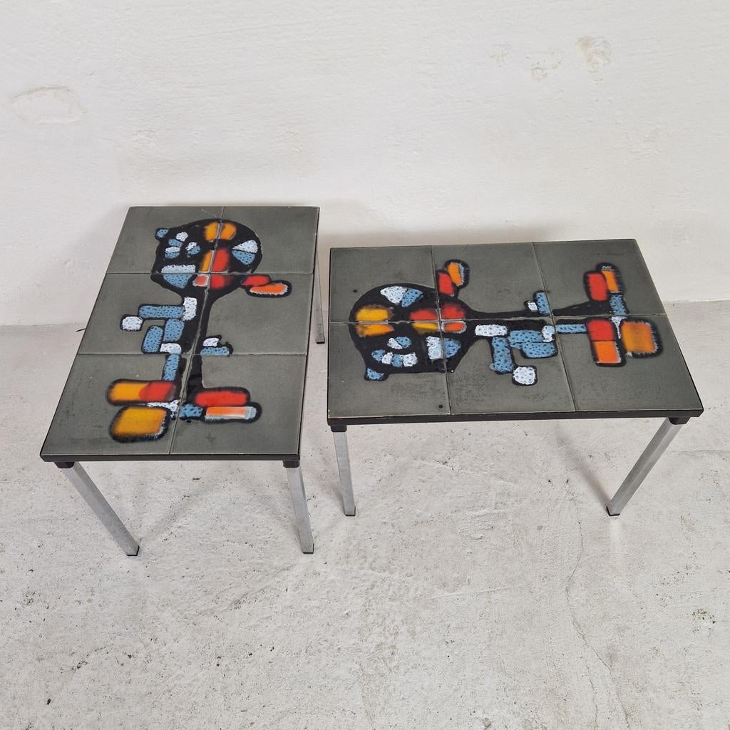 2 Alibert Bijzettafels - Tof Design!, Minder dan 45 cm, Minder dan 55 cm, Gebruikt, Metaal of Aluminium
