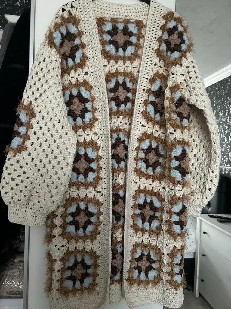 Gehaakt vest met granny squares - Beige/Bruin, Ophalen, Nieuw, Maat 42/44 (L), Beige