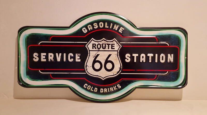Metaal, wandbord, service, station, route 66, USA, Ophalen of Verzenden, Nieuw