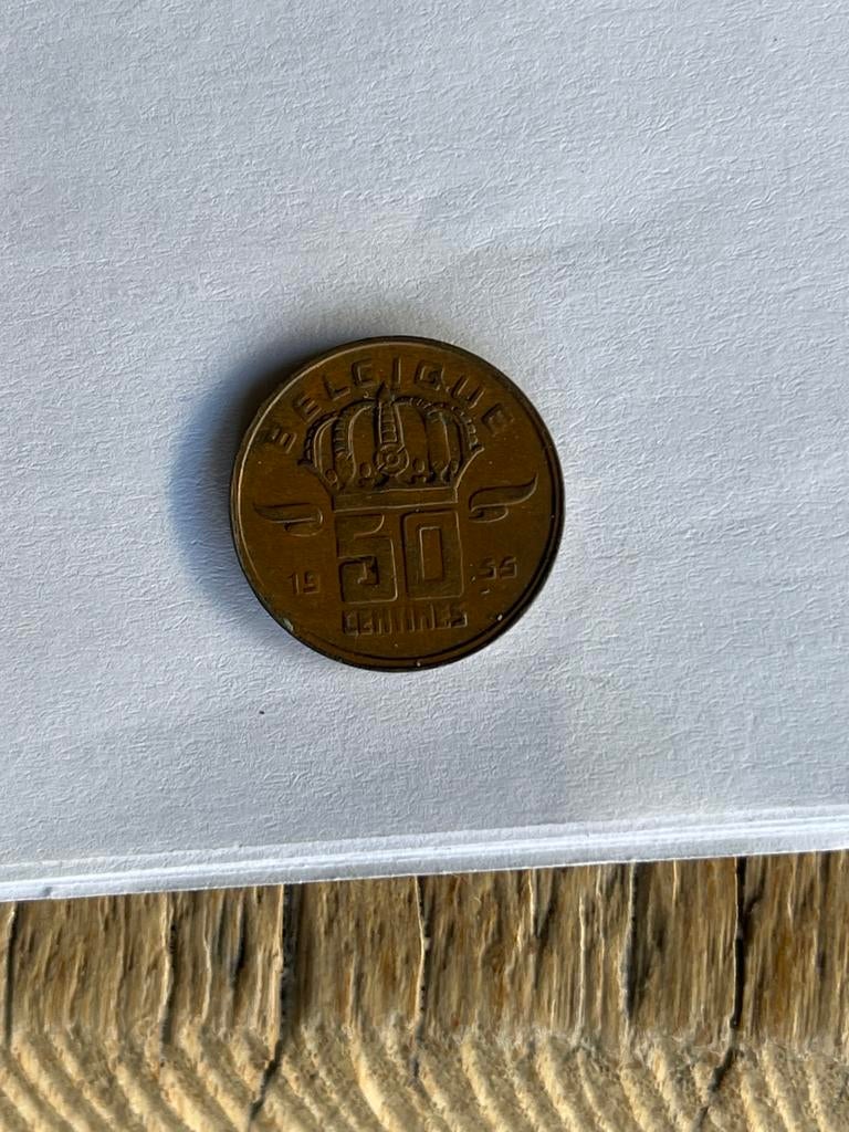 Belgische 50 Centimes 1955, Postzegels en Munten, Munten | België, Ophalen of Verzenden, Brons, Losse munt