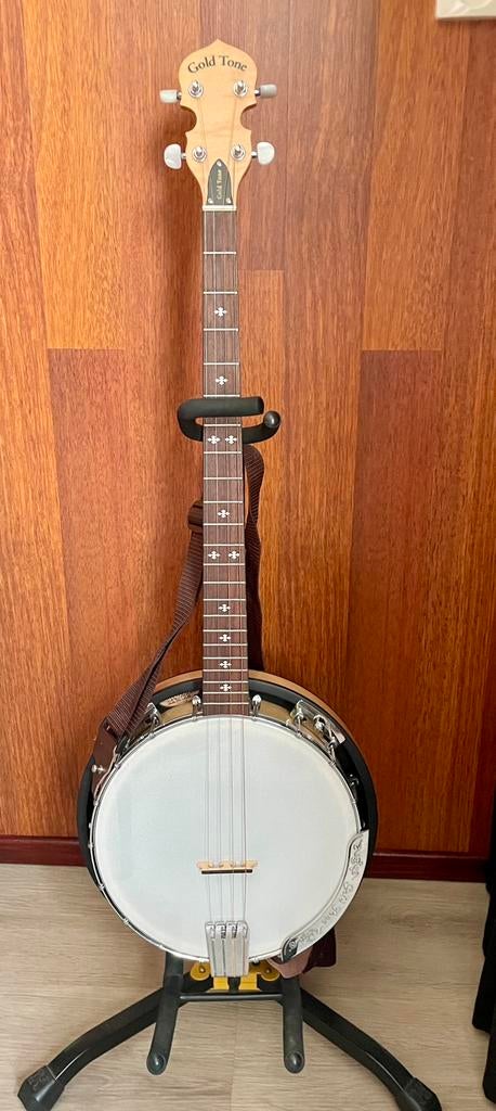 Plectrum Banjo 4 snarig & accessoires., Muziek en Instrumenten, Snaarinstrumenten | Banjo's, Ophalen of Verzenden, Zo goed als nieuw