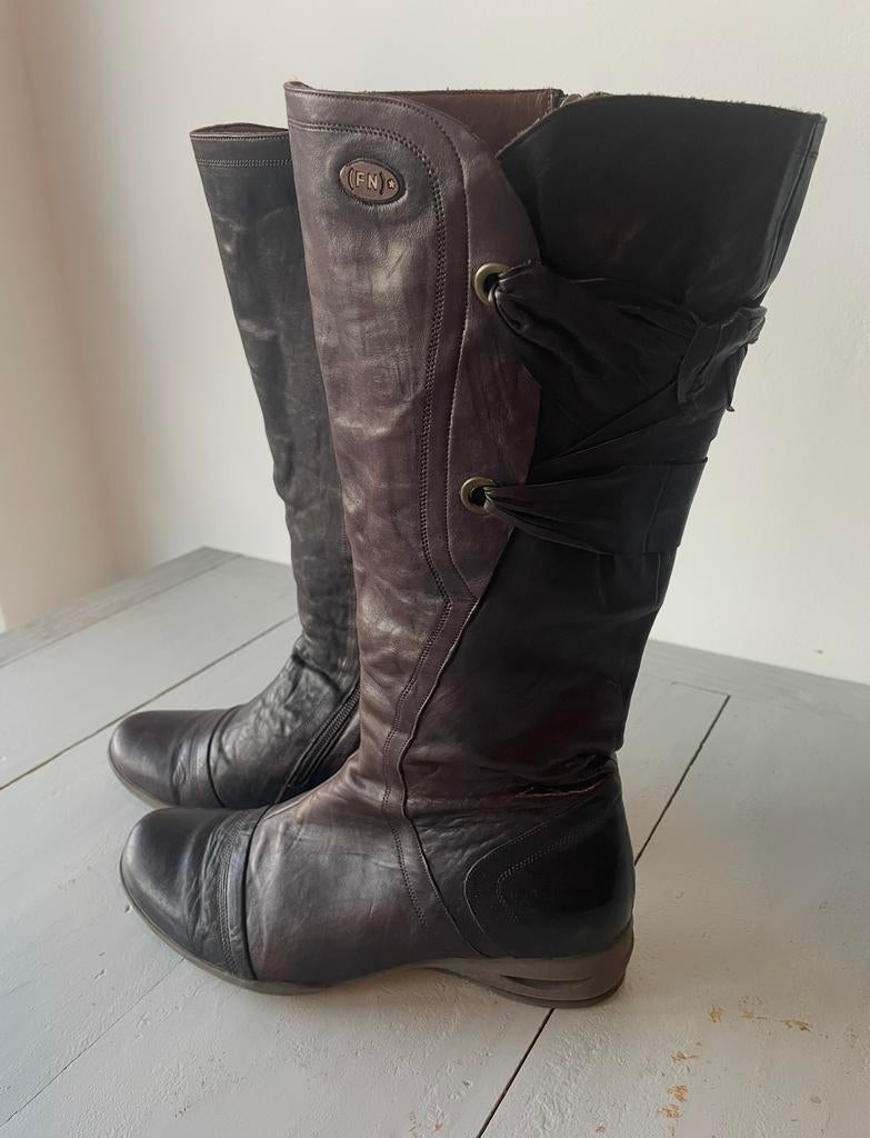 Leren laarzen van Footnotes maat 39., Kleding | Dames, Schoenen, Hoge laarzen, Bruin, Verzenden, Nieuw