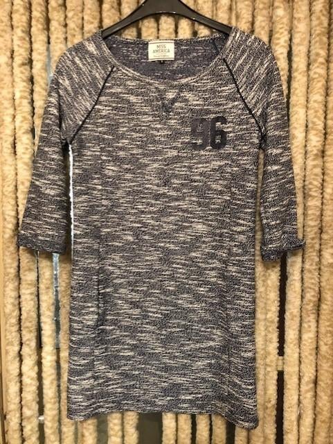 V) f19 miss america maat s blauw met wit lange trui/jurk, Kleding | Dames, Truien en Vesten, Miss america, Zo goed als nieuw, Maat 36 (S)