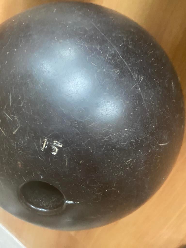Bowling kegelballen met vintage kegel, Ophalen, Gebruikt, Bal