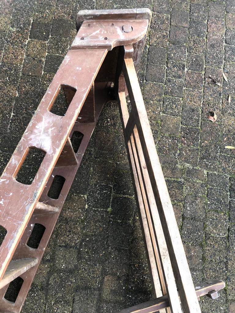 Vintage Houten Trap, Doe-het-zelf en Verbouw, Ladders en Trappen, Gebruikt, Trap, Ophalen of Verzenden, Opvouwbaar of Inschuifbaar