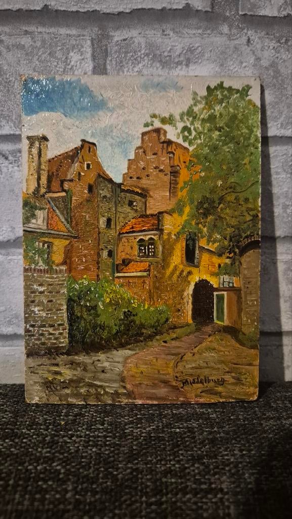 Stads aanzicht Middelburg, Antiek en Kunst, Kunst | Schilderijen | Klassiek, Ophalen of Verzenden