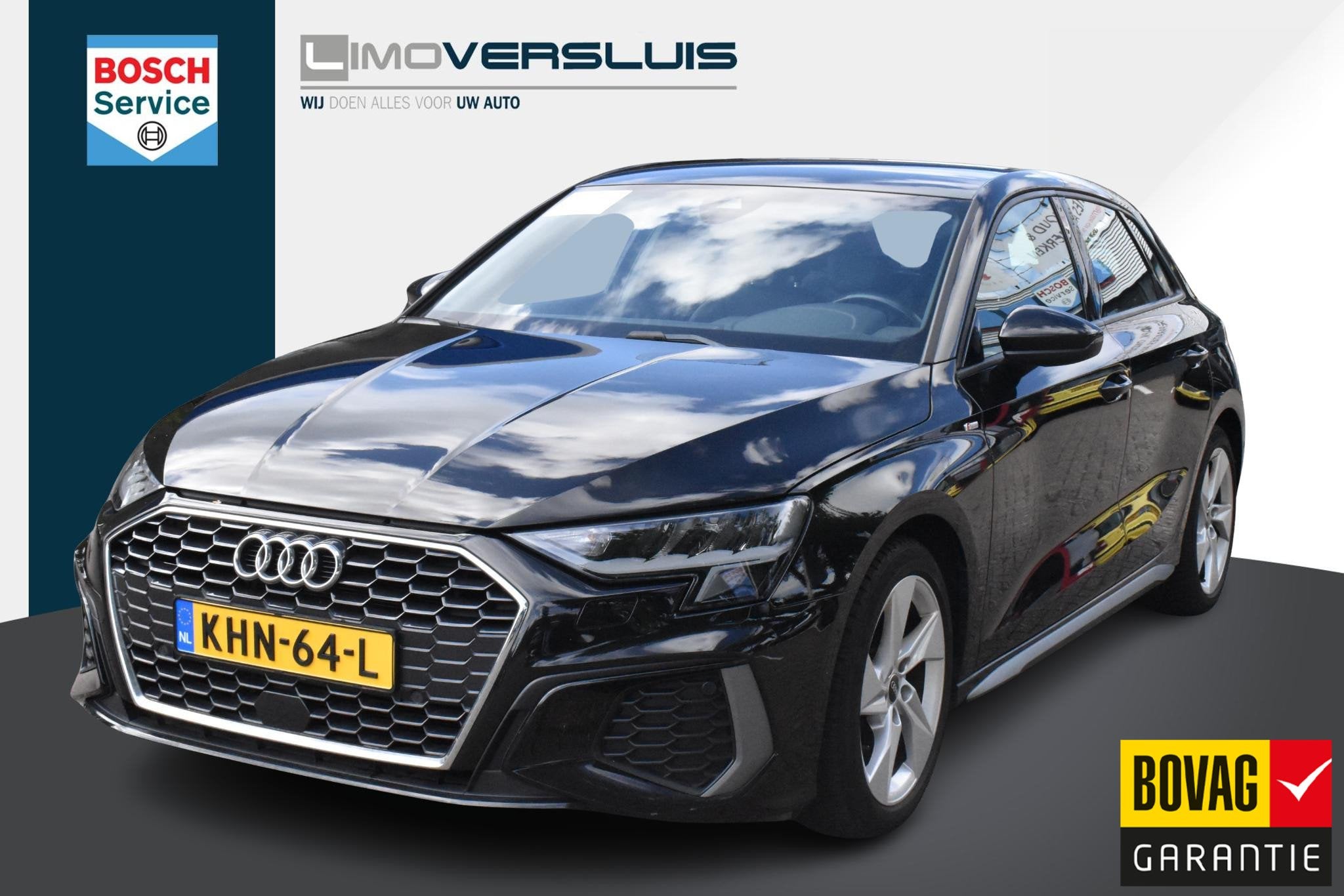 Audi A3 Sportback 35 TFSI S edition S-line | Leder | Adaptie, Auto's, 4 cilinders, 150 pk, Zwart, Leder