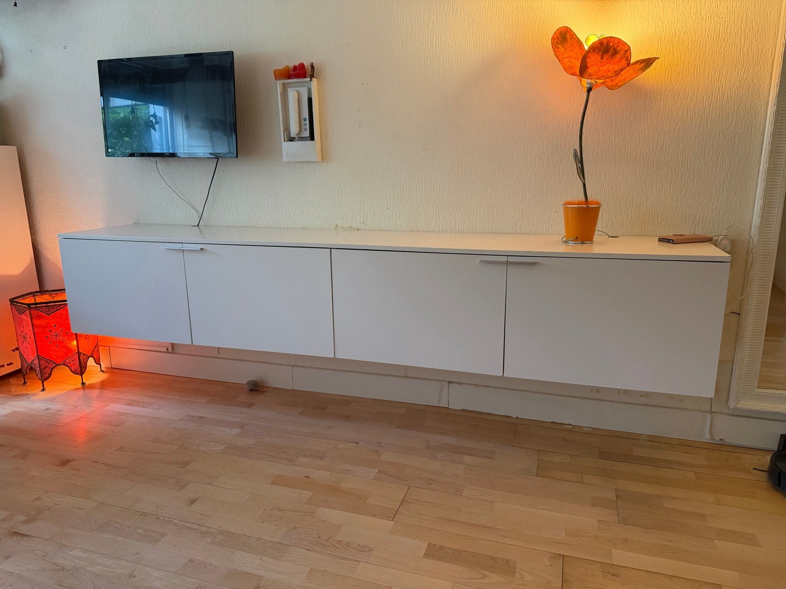 Wit zwevend Pastoe dressoir, Ophalen, Gebruikt, 200 cm of meer, 25 tot 50 cm