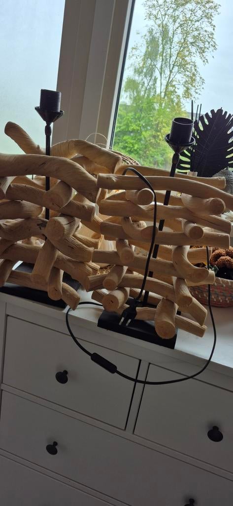 Unieke houten tafellampen van drijfhout, Ophalen, Boho, Natuurlijk, Rustiek, Gebruikt, 50 tot 75 cm